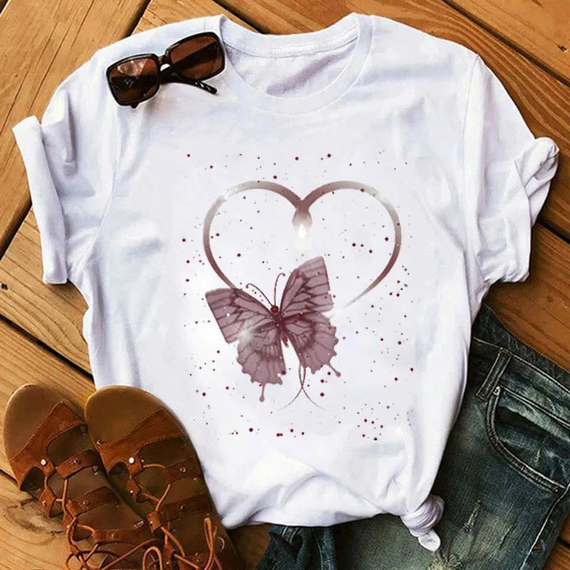 Damen Sommer Top Fahrrad T-Shirt Rundhals Streetwear lockeres Damentop Mädchen