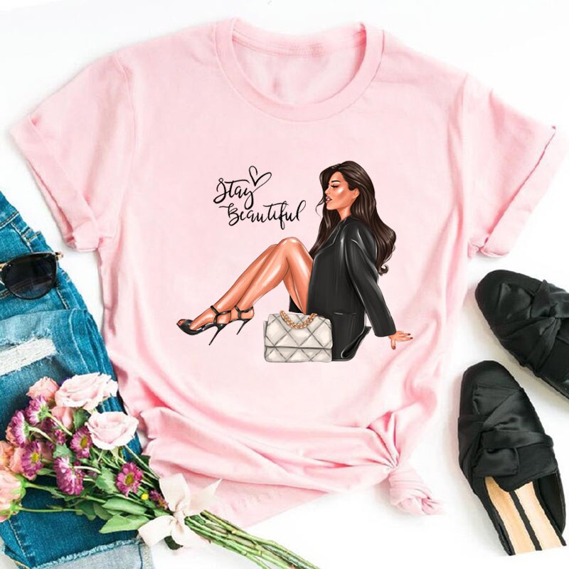Damen Sommer Top 3D Shut Up T-Shirt Rundhals Streetwear lockeres Damentop