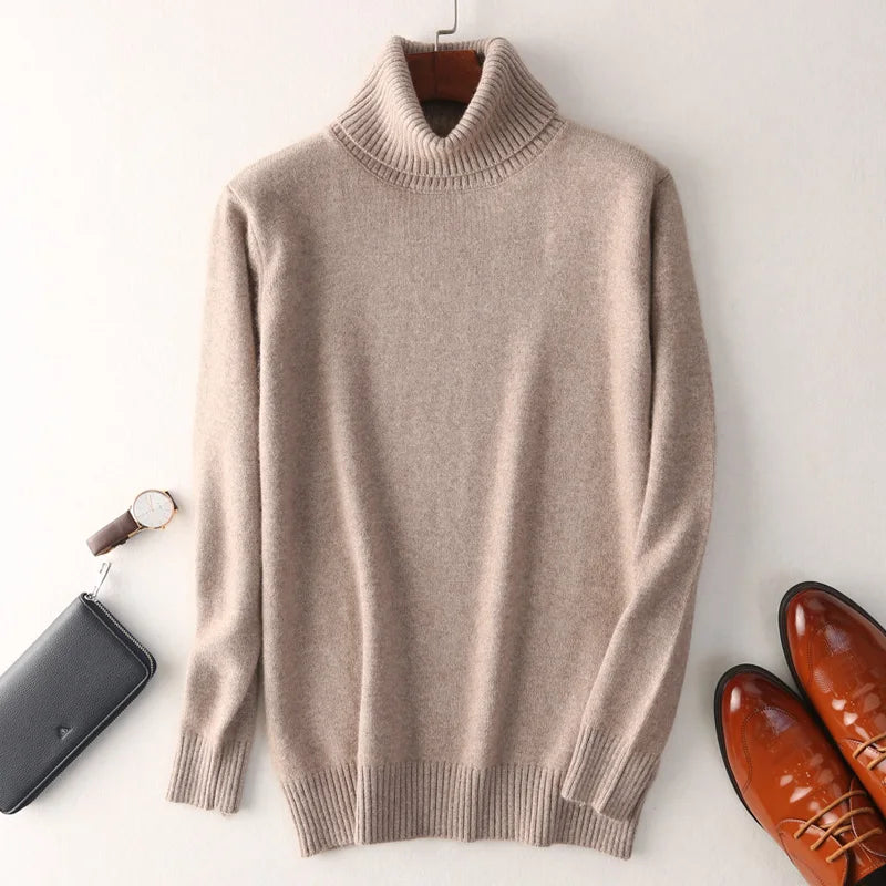 Herren Rollkragen Pullover Sweatshirt Langarm Pulli Sweater Shirt 100% Kaschmir