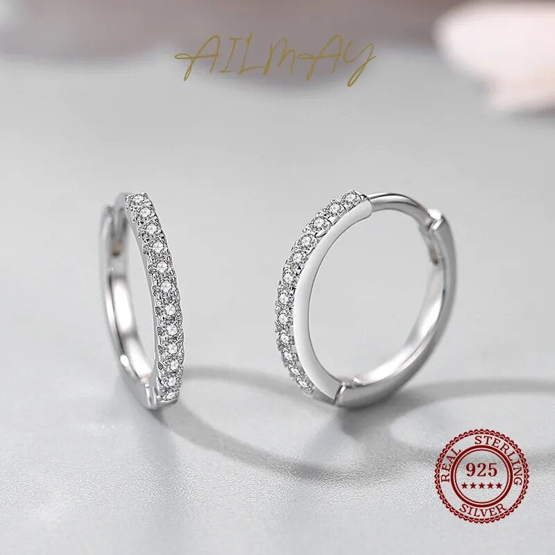 1 Paar Creolen aus 925 Sterling Silber Ohrringe Zirkonia Ohrstecker NEU