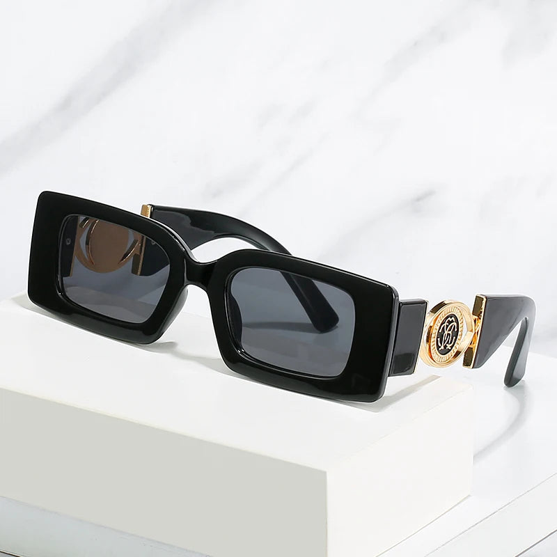Luxus Sonnenbrille Damen Herren Brille Rechteck Gläser Pilotenbrille UV400