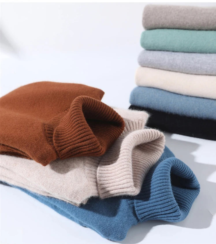 Herren Rollkragen Pullover Sweatshirt Langarm Pulli Sweater Shirt 100% Kaschmir
