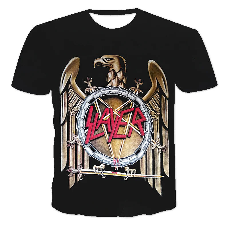 Fashion Herren Rock Band 3D T-Shirt Rundhals Unisex Sommer Streetwear