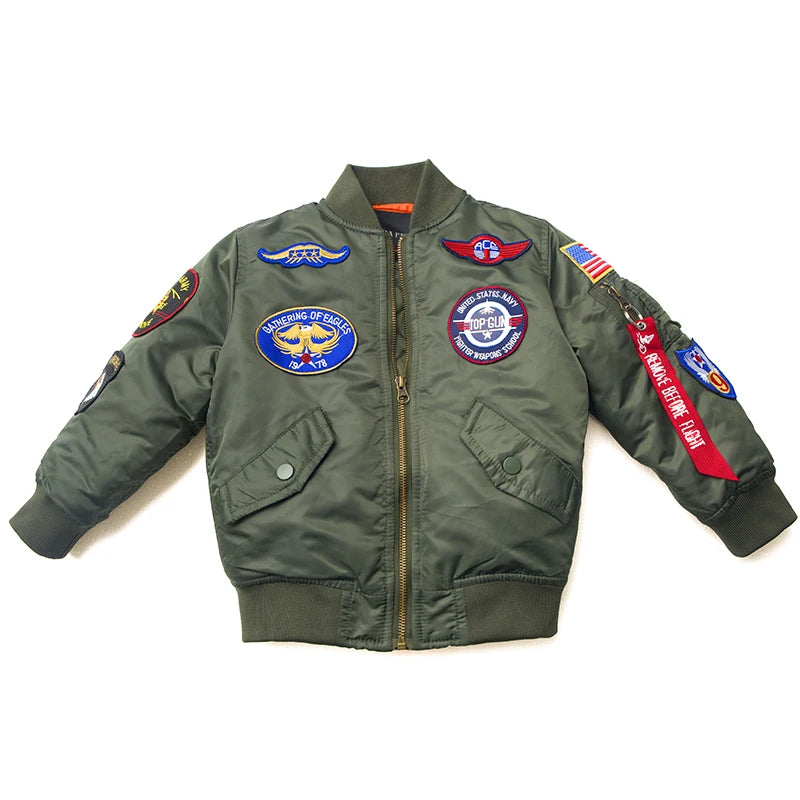 Jungen Mädchen Kinder US Army Ma-1 Bomber Jacke Fliegerjacke Pilotenjacke
