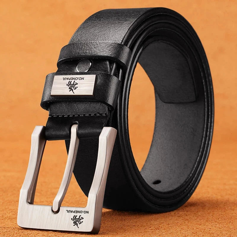Fashion Jeansgürtel Herren Eckig Schnalle Echt Leder Gürtel Ledergürtel Schwarz