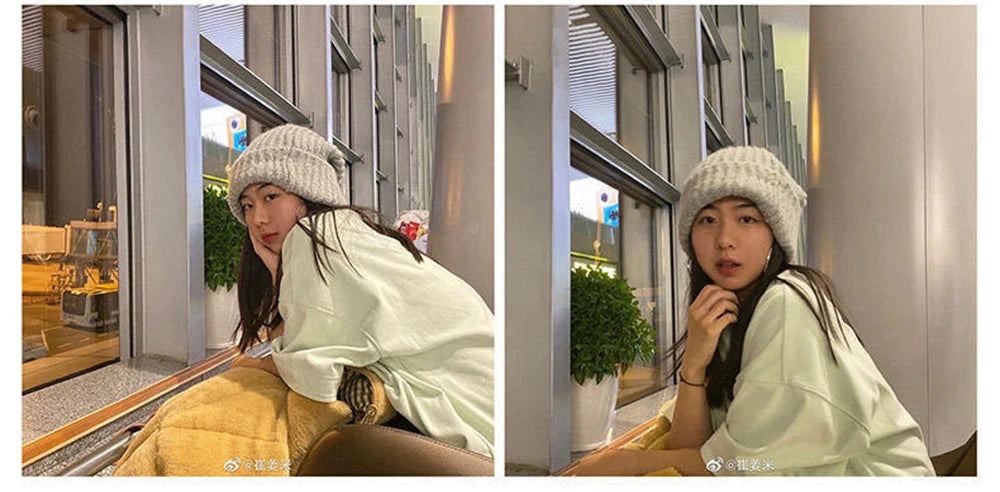 Winter Gestrickte frauen Hüte Schloss Temperatur Warme Unisex Caps Haut-freundliche Weiche Großen Kopf Woolen Beanie Kleidung Zubehör