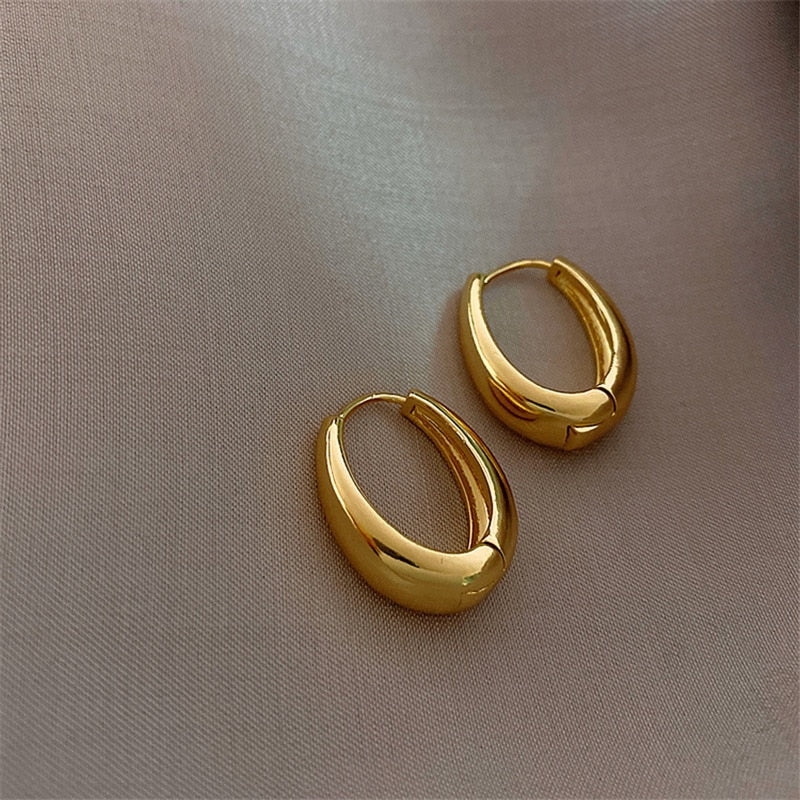 1 Paar Creolen Vergoldet Gold Ohrringe Zirkonia Statement Ohrstecker NEU