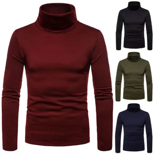 Herren Rollkragen Pullover Sweatshirt Pulli Zipper Sweater Shirt Langarmshirt