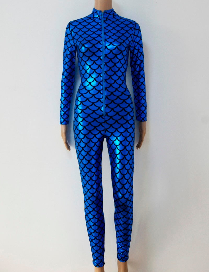 Sexy Damen Glänzender Metallischer Overall Bodysuit Catsuit Clubwear Fetisch
