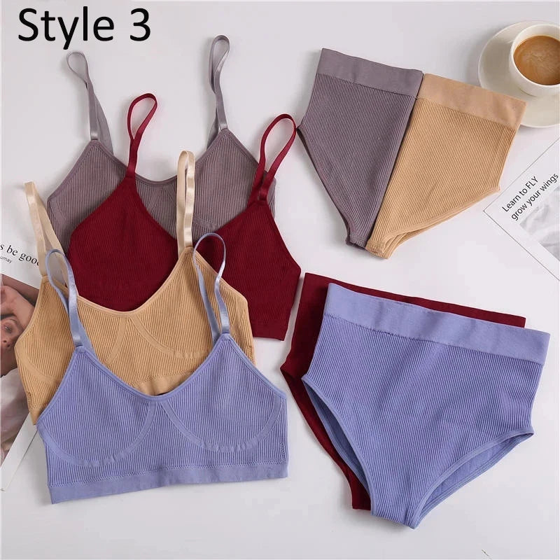 2Stk Frauen Unterwäsche BH Set Top Tanga Höschen Schlüpfer Slip Dessous