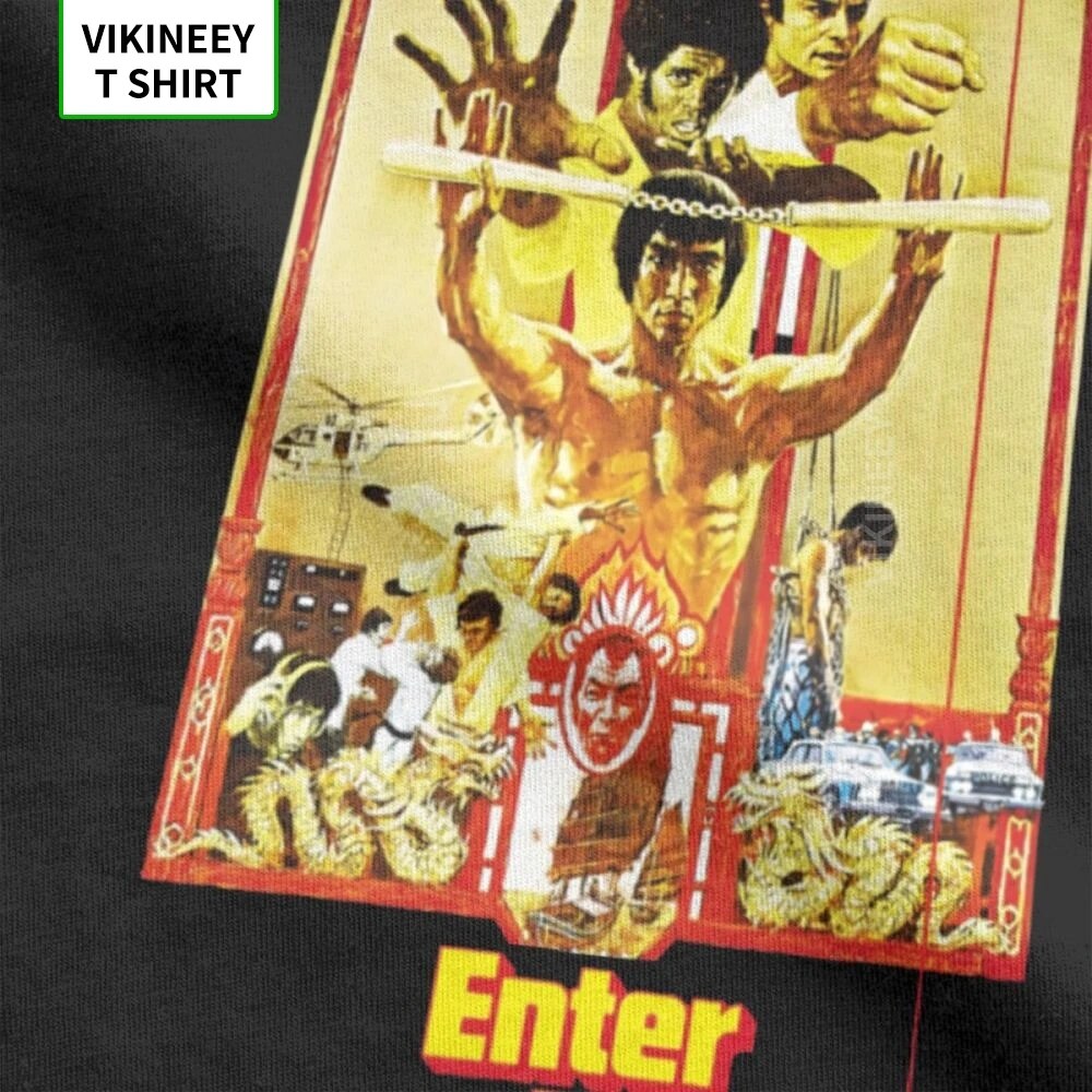 Herren Fashion Vintage 3D T-Shirt Rundhals Kung Fu Star Unisex Sommer Streetwear