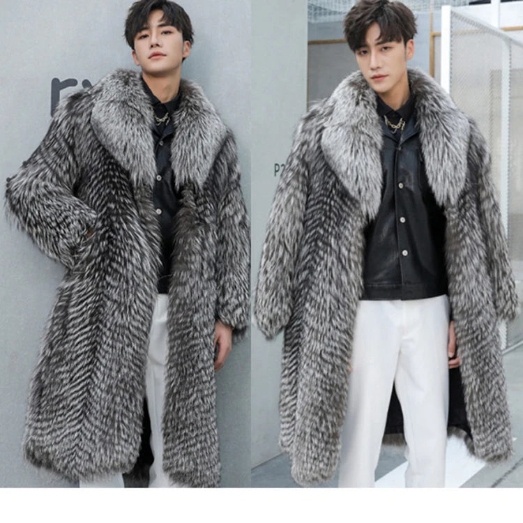 Herren Wintermantel Pelzmantel Kunstpelzmantel Herrenmantel Kunstpelz Mantel