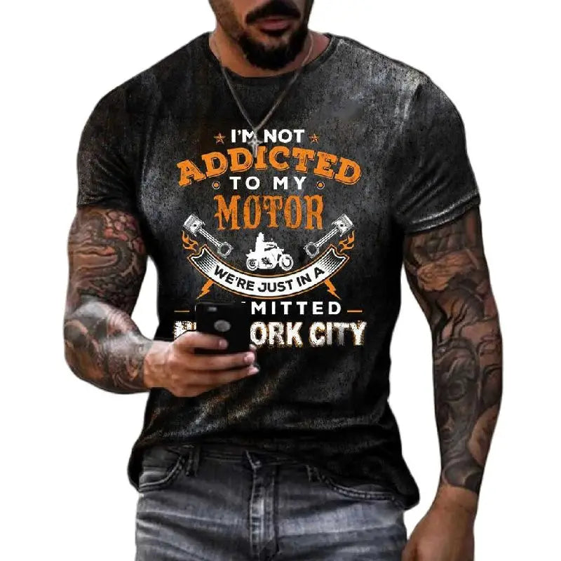 Herren T-Shirt Route 66 3D Kurzarm Shirt Rundhals Unisex Sommer Streetwear Top