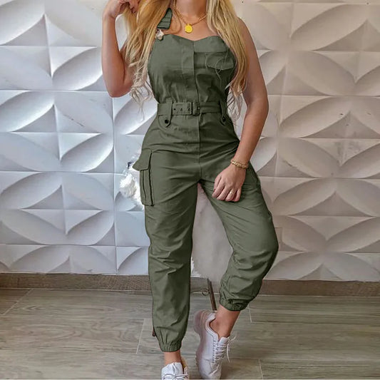 Damen Cargo Camouflage Overall Jumpsuit Army Streetwear Strampler Playsuitn