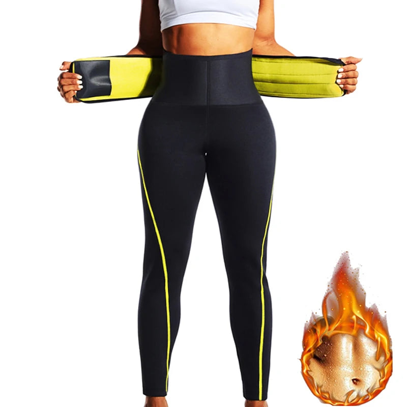 Damen Neopren Sauna Hose Schwitzhose Yogahose Thermoeffekt Abnehmen Hose Leggins