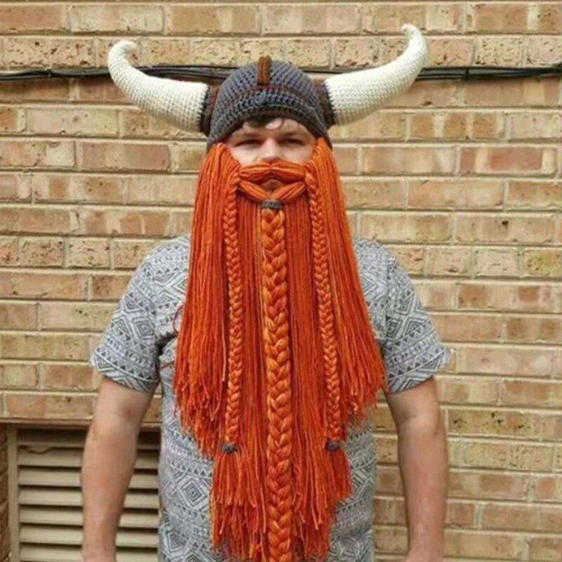 Warme Herren Damen Wintermütze Vikings Woll Mütze Strickmütze Kappe Hut Unisex