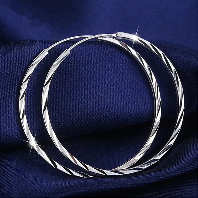 1 Paar Creolen aus 925 Sterling Silber Ohrringe Zirkonia Ohrstecker NEU