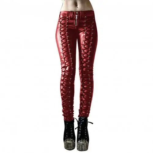 Sexy Leggins Donna Pantaloni Collant in Lattice Lucido Gothic Punk