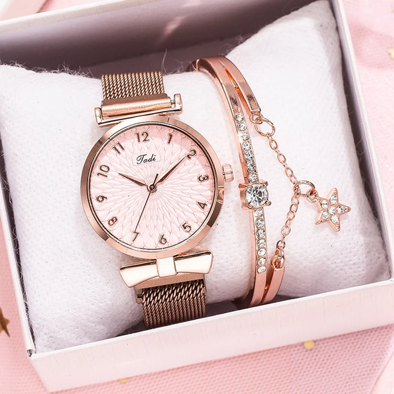 Damen Armbanduhr Quartz Uhr Armband Set Fashion Classic Luxus Business Schmuck