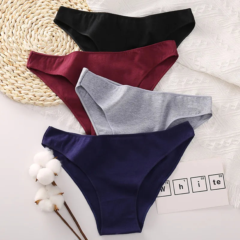 4Stk Frauen Baumwolle Tanga Höschen Sexy Schlüpfer Slip Dessous Unterwäsche