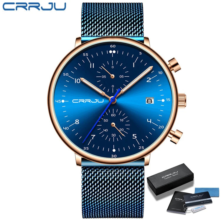 Herren Armbanduhr Silber Edelstahl Quarzuhr Chronograph Military Business Uhr