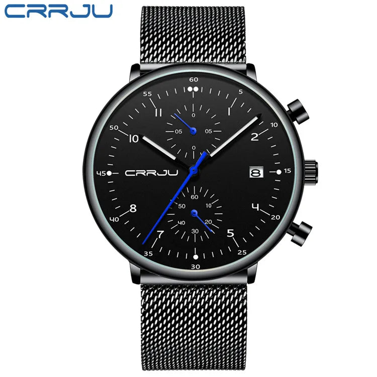 Herren Armbanduhr Silber Edelstahl Quarzuhr Chronograph Military Business Uhr