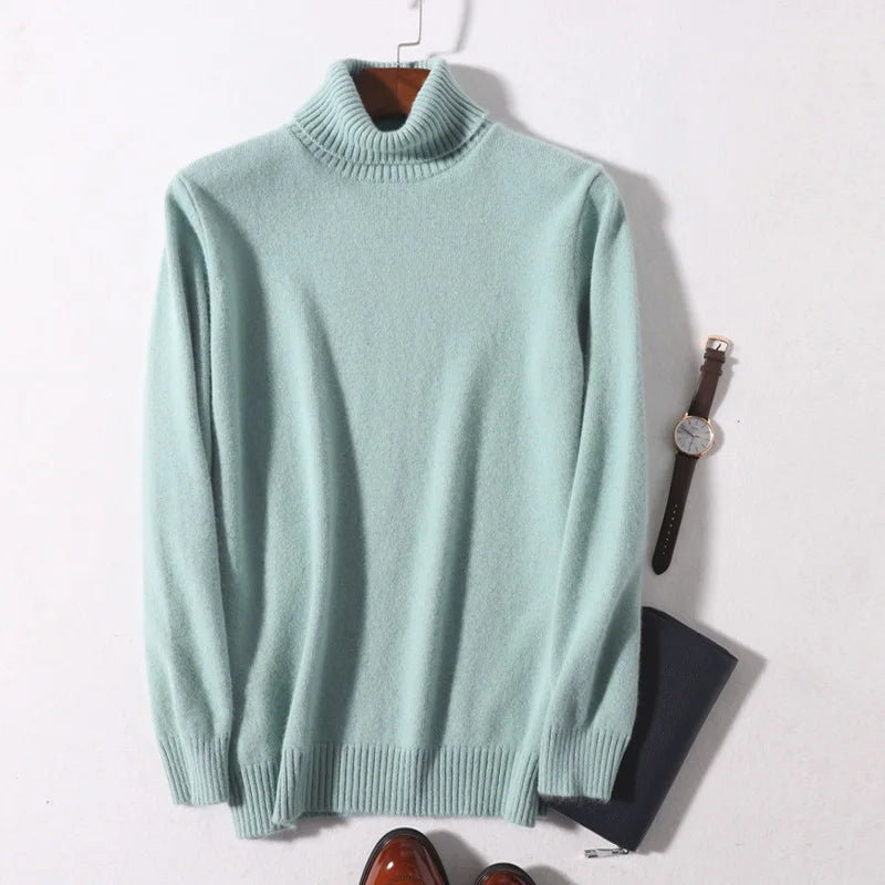 Herren Rollkragen Pullover Sweatshirt Langarm Pulli Sweater Shirt 100% Kaschmir