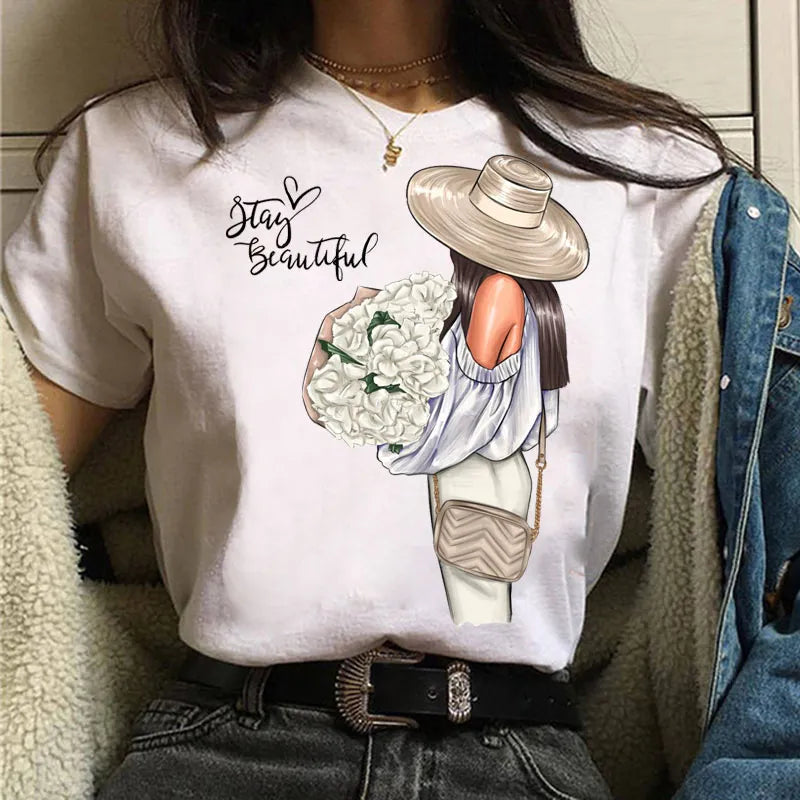Damen Sommer Top 3D Shut Up T-Shirt Rundhals Streetwear lockeres Damentop