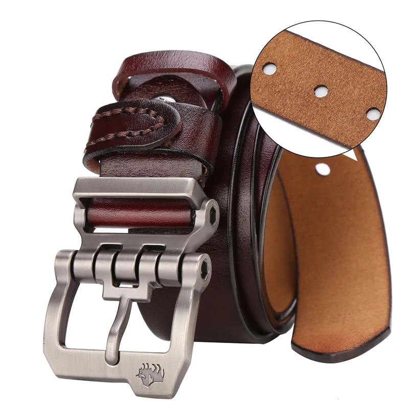 BISON DENIM Echtes Leder Gürtel Für Männer Geschenk Designer Jeans Gürtel männer Hohe Qualität Rindsleder Persönlichkeit Schnalle Vintage N71223