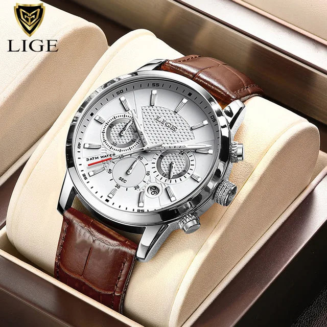 Herren Armbanduhr Digital Uhr Silber Edelstahl LED Quarzuhr Luxus Chronograph