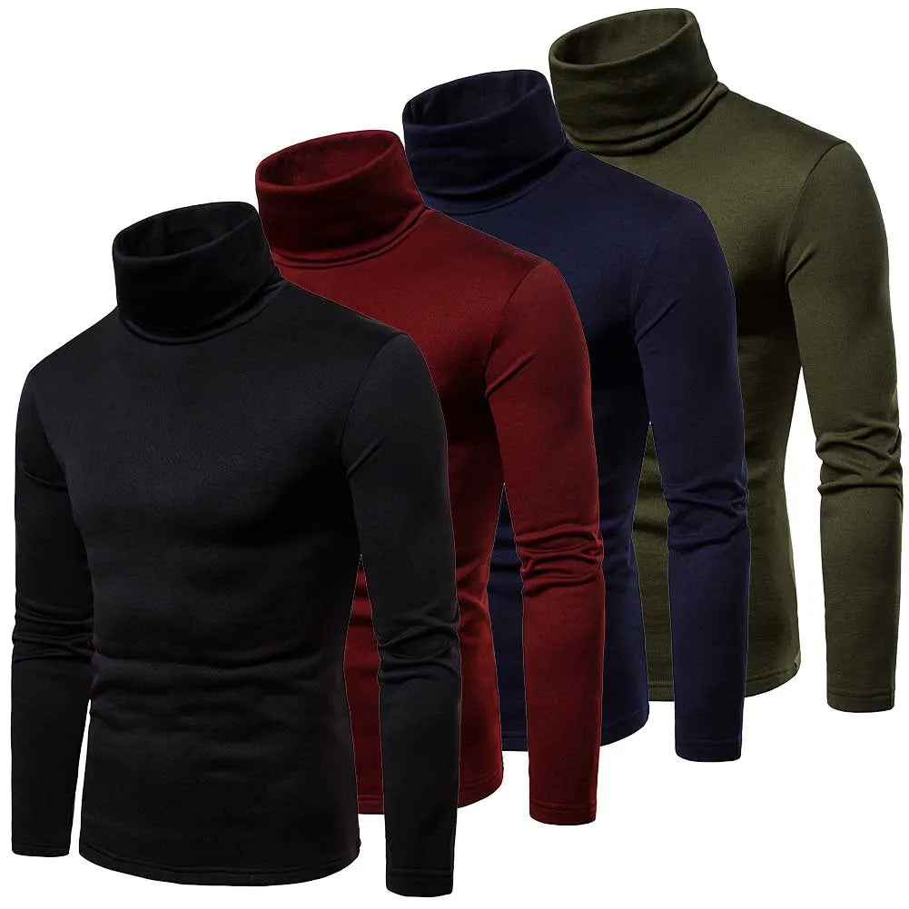 Herren Rollkragen Pullover Sweatshirt Pulli Zipper Sweater Shirt Langarmshirt