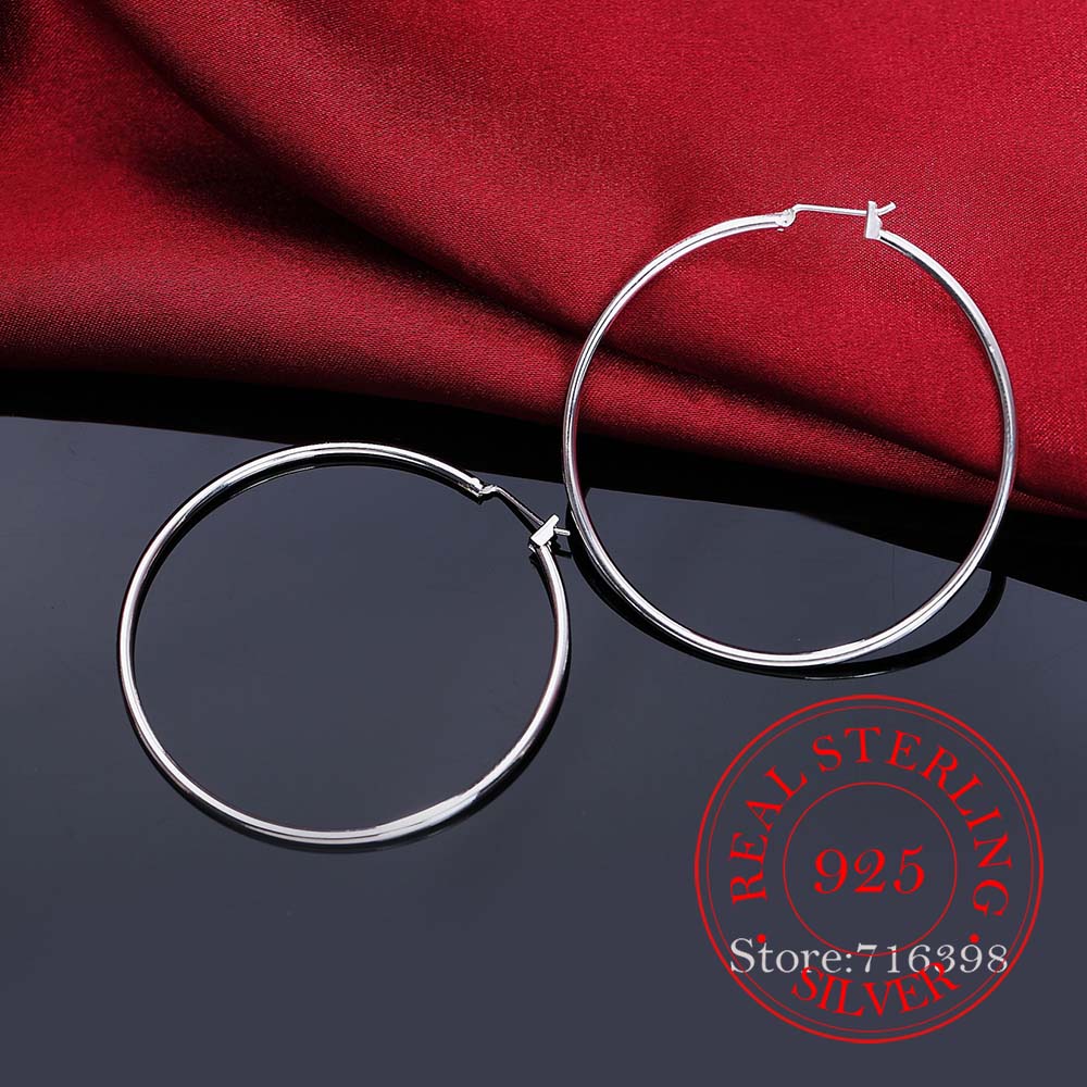 1 Paar Creolen aus 925 sterling Silber Ohrringe 50mm Ohrschmuck Ohrstecker
