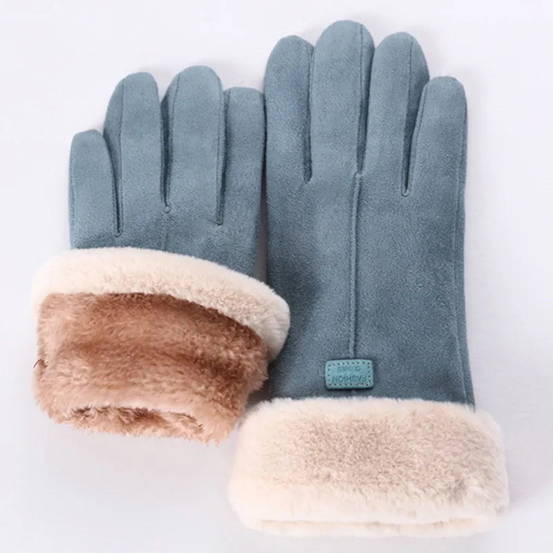 Kuschelige Damen Handschuhe Herbst Winter Damenhandschuhe Fäustlinge Touchscreen