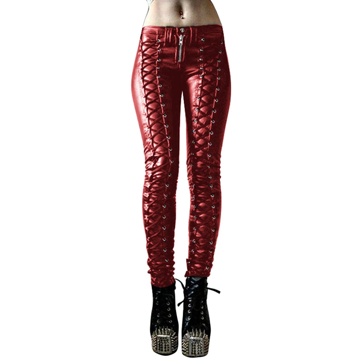 Sexy Leggins Donna Pantaloni Collant in Lattice Lucido Gothic Punk