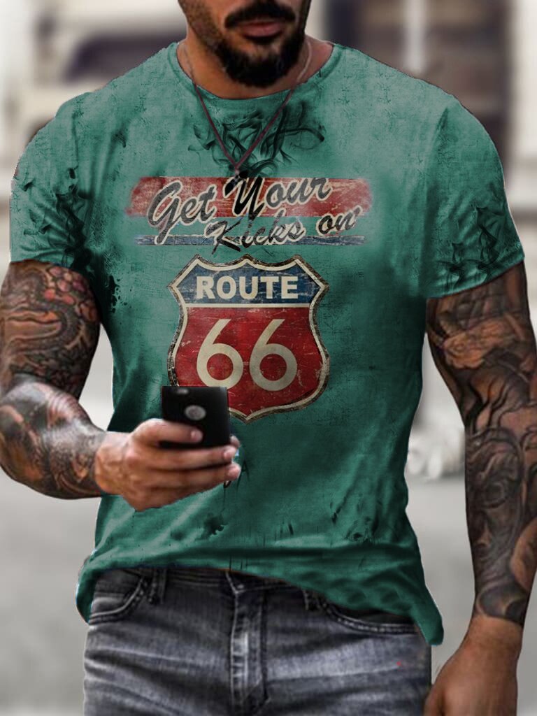 Herren Fashion Vintage Biker 3D T-Shirt Rundhals Unisex Sommer Streetwear