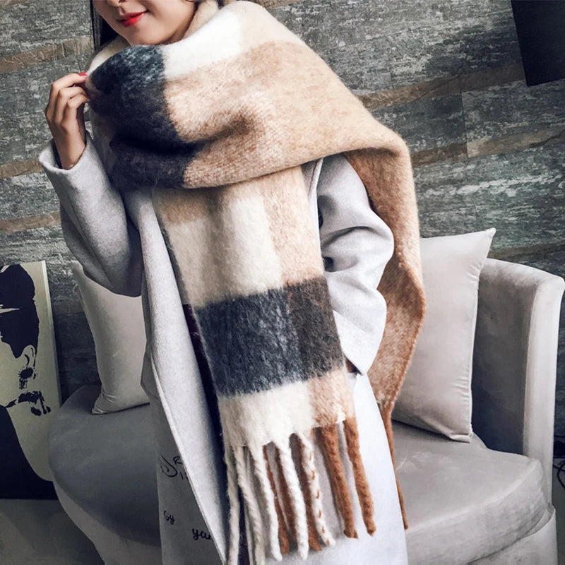 Damen Winterschal Viskose Stola Schlauchschal Halstuch Strickschal Loop Schal