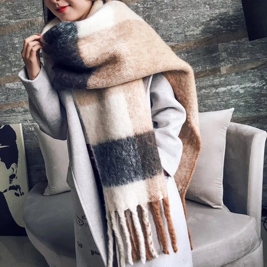 Damen Winterschal Viskose Stola Schlauchschal Halstuch Strickschal Loop Schal