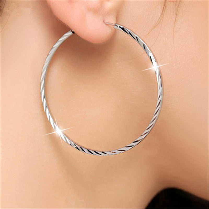 1 Paar Creolen aus 925 Sterling Silber Ohrringe Zirkonia Ohrstecker NEU