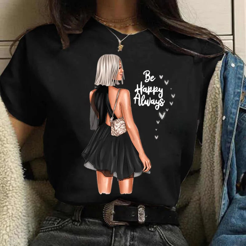 Damen Sommer Top 3D Shut Up T-Shirt Rundhals Streetwear lockeres Damentop