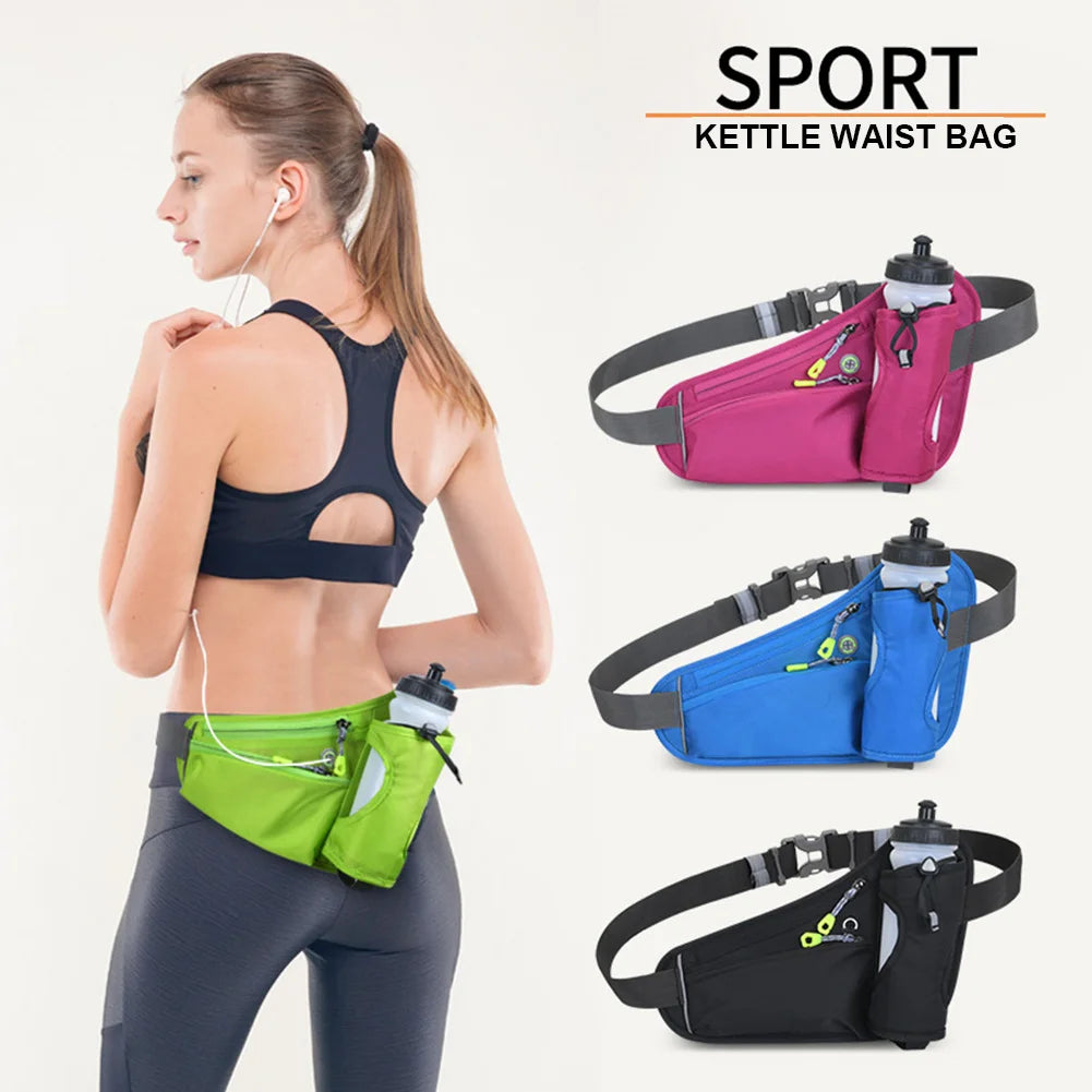 Laufen Gürtel mit Wasserflasche Bauchtasche Reißverschlusstaschen Tasche Joggen
