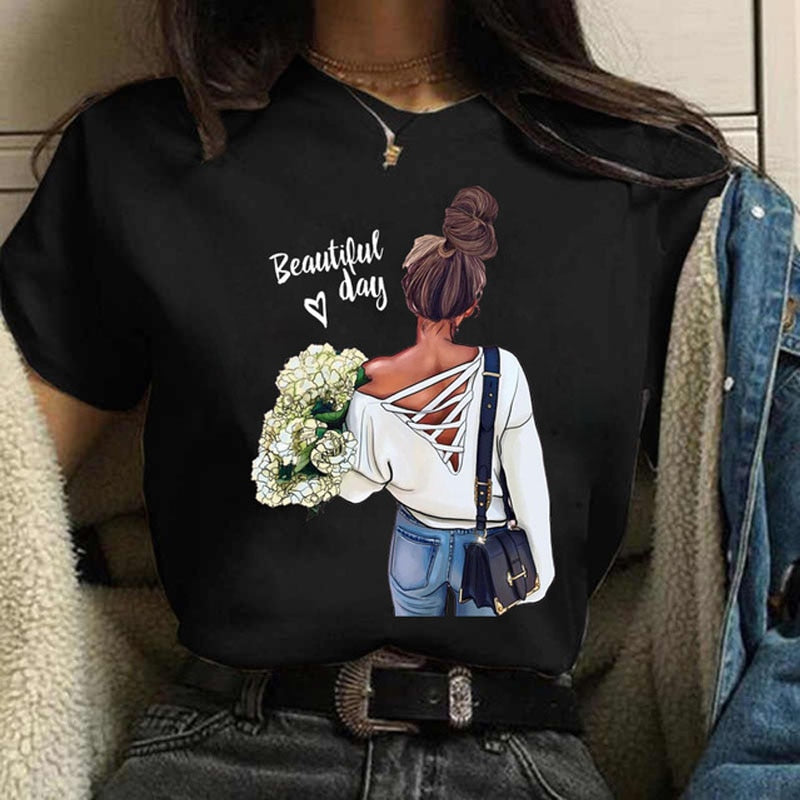 Damen Sommer Top 3D Shut Up T-Shirt Rundhals Streetwear lockeres Damentop