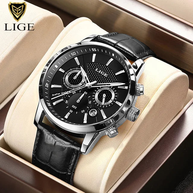 Herren Armbanduhr Digital Uhr Silber Edelstahl LED Quarzuhr Luxus Chronograph