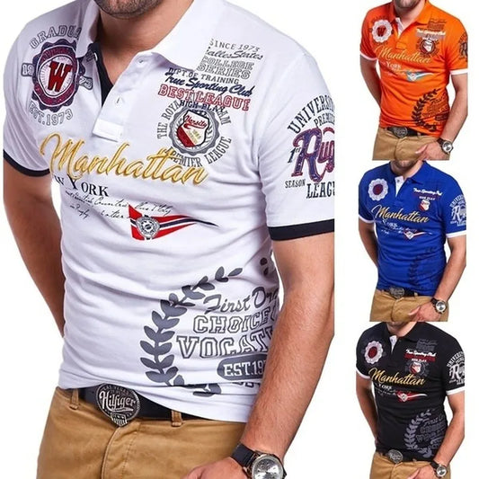 Herren Poloshirt POLO Shirt Zip Kontrast Kragen Kurzarm Slim Fit Hemd Polohemd Neu
