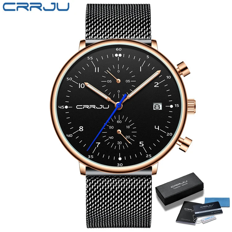 Herren Armbanduhr Silber Edelstahl Quarzuhr Chronograph Military Business Uhr