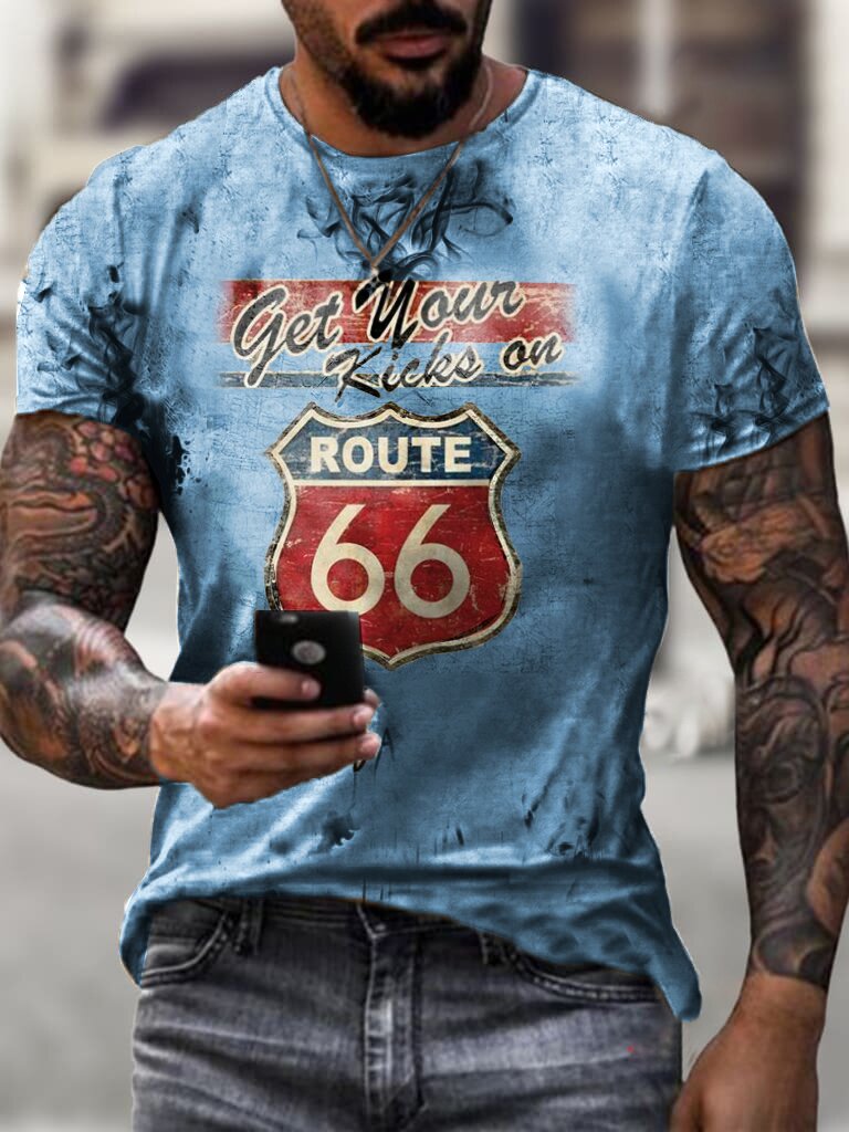 Herren Fashion Vintage Biker 3D T-Shirt Rundhals Unisex Sommer Streetwear