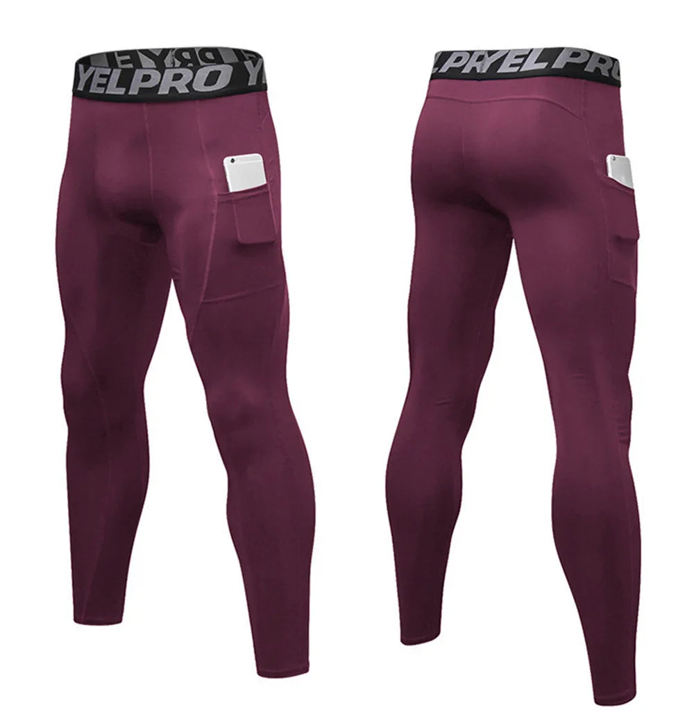 Pantaloni a Compressione da Uomo Leggings Calcio Corsa Palestra Leggins Calza