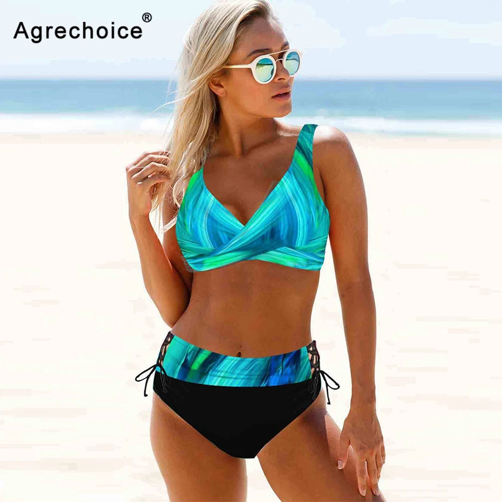 Damen Bademode Böhmisch Brasilianischer Bikini Set Sexy Push Up Tanga Badeanzug