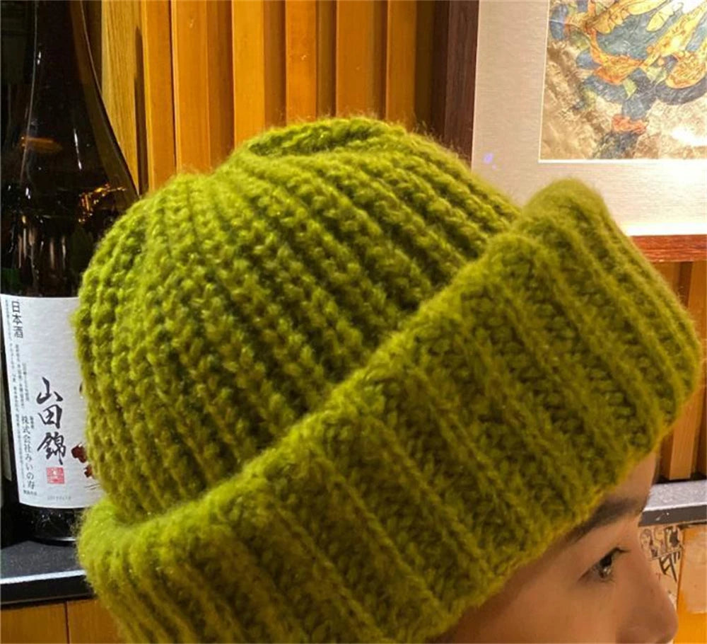 Winter Gestrickte frauen Hüte Schloss Temperatur Warme Unisex Caps Haut-freundliche Weiche Großen Kopf Woolen Beanie Kleidung Zubehör