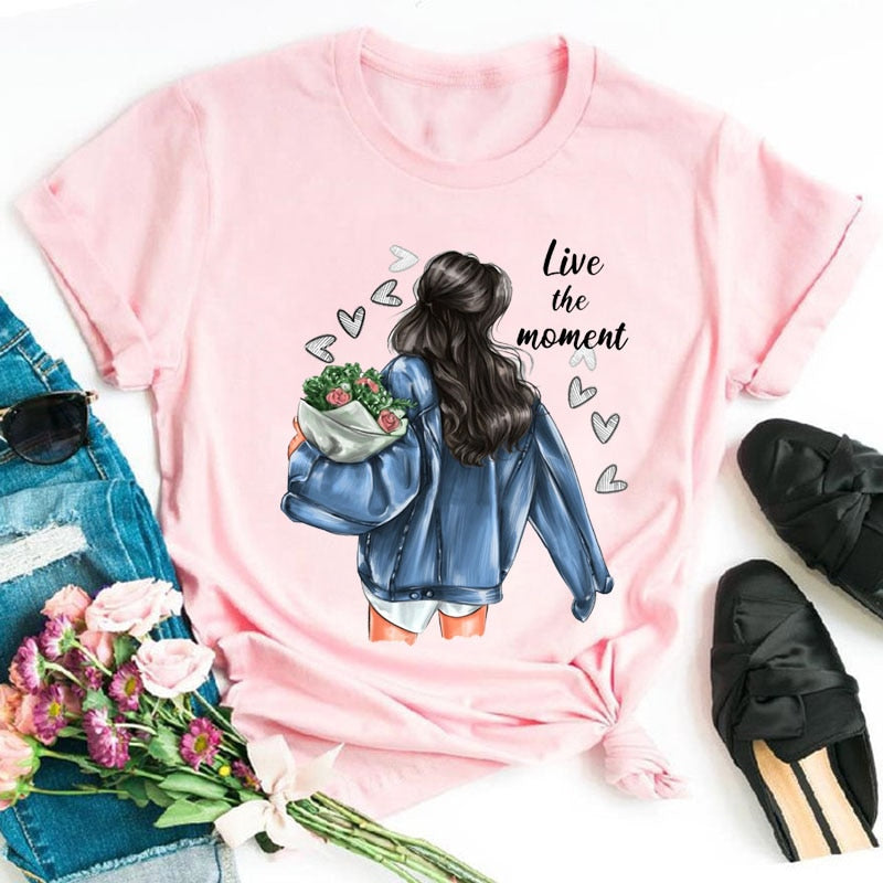 Damen Sommer Top 3D Shut Up T-Shirt Rundhals Streetwear lockeres Damentop