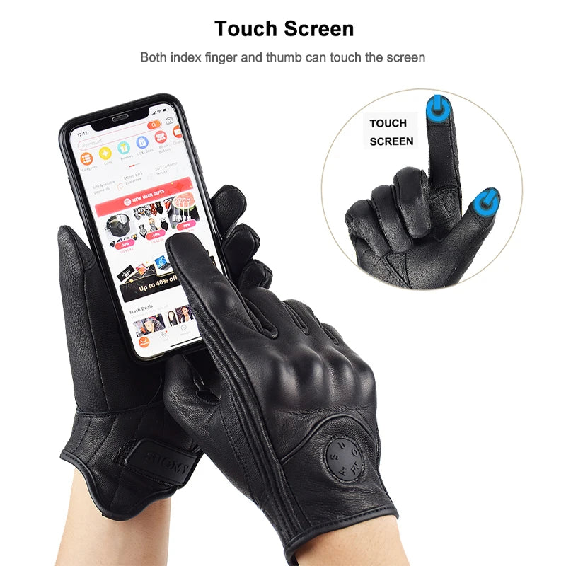 Motorradhandschuhe mit Knöchelprotektor Herren Motorrad Handschuhe Touchscreen